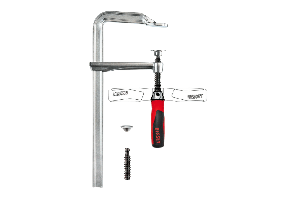 Plieninis sraigtinis ketaus spaustuvas su nulenkiama rankena BESSEY GZ-KG Plieninis sraigtinis ketaus spaustuvas su nulenkiama rankena BESSEY GZ-KG