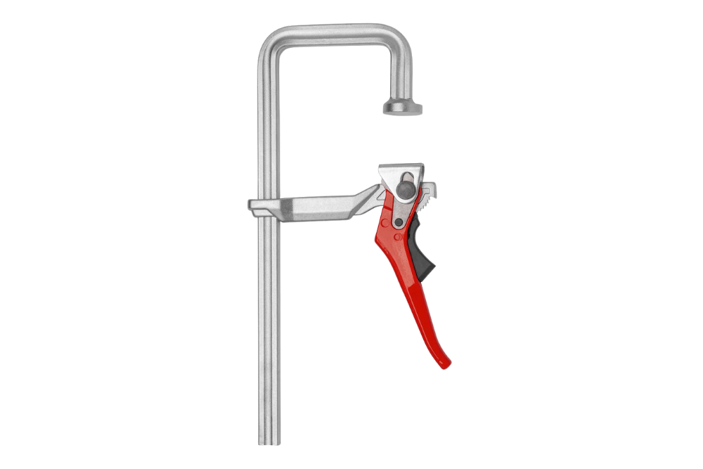 Plieninis sraigtinis U-formos spaustuvas su svirtine rankena GUH Plieninis sraigtinis U-formos spaustuvas su svirtine rankena GUH