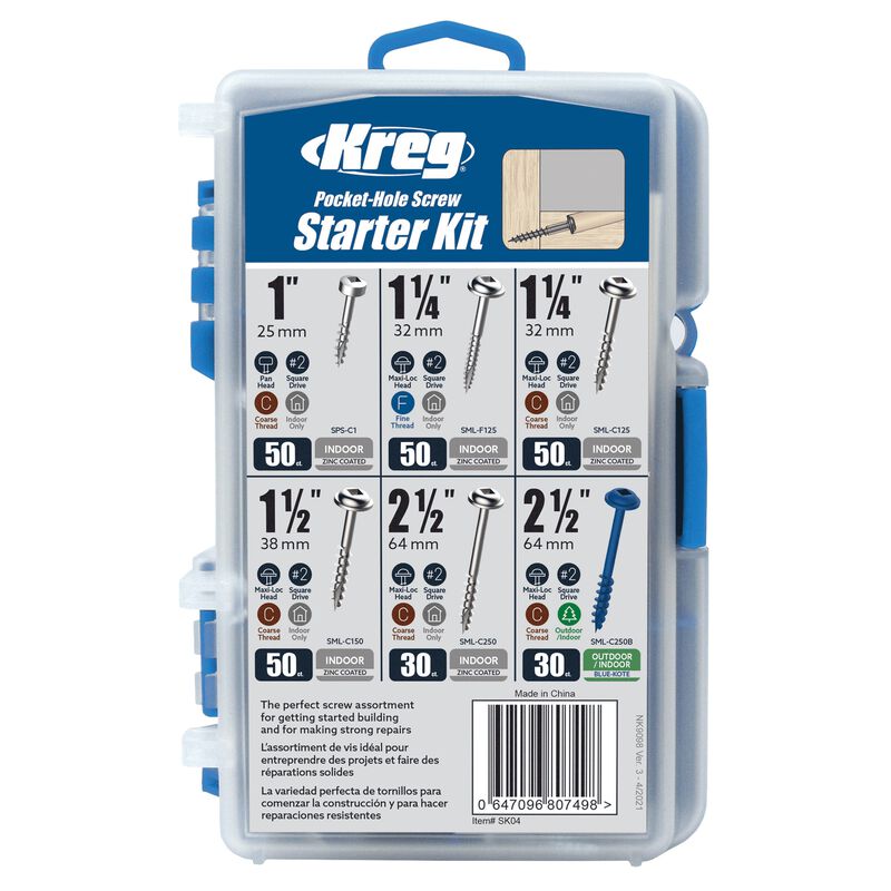 Kreg medsraigčių rinkinys Starter Kit 25-64 mm, 260 vnt. SK04