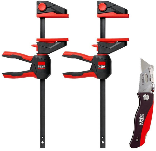 BESSEY riboto leidimo spaustuvų su pasukama rankena rinkinys (spaustuvas EZS360-30, 2 vnt + peiliukas DBKPH-EU, 1 vnt)