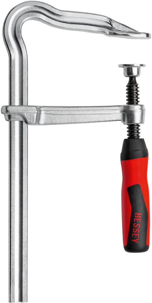 OMEGA plieninis sraigtinis ketaus spaustuvas su 2-kompontų plastikine rankena BESSEY GMZ-2K